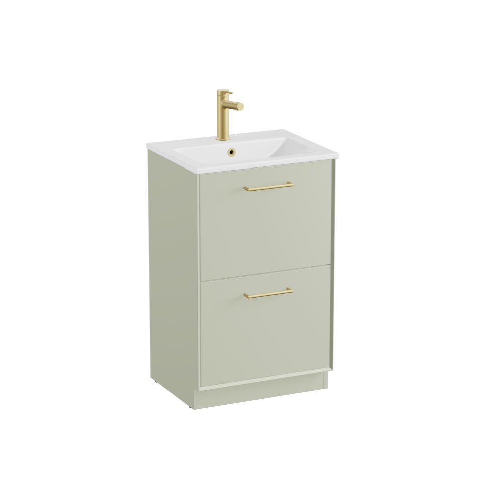 Vado Safari Smooth 500mm Sage Green Floor Mounted Vanity Unit & Ceramic Basin
